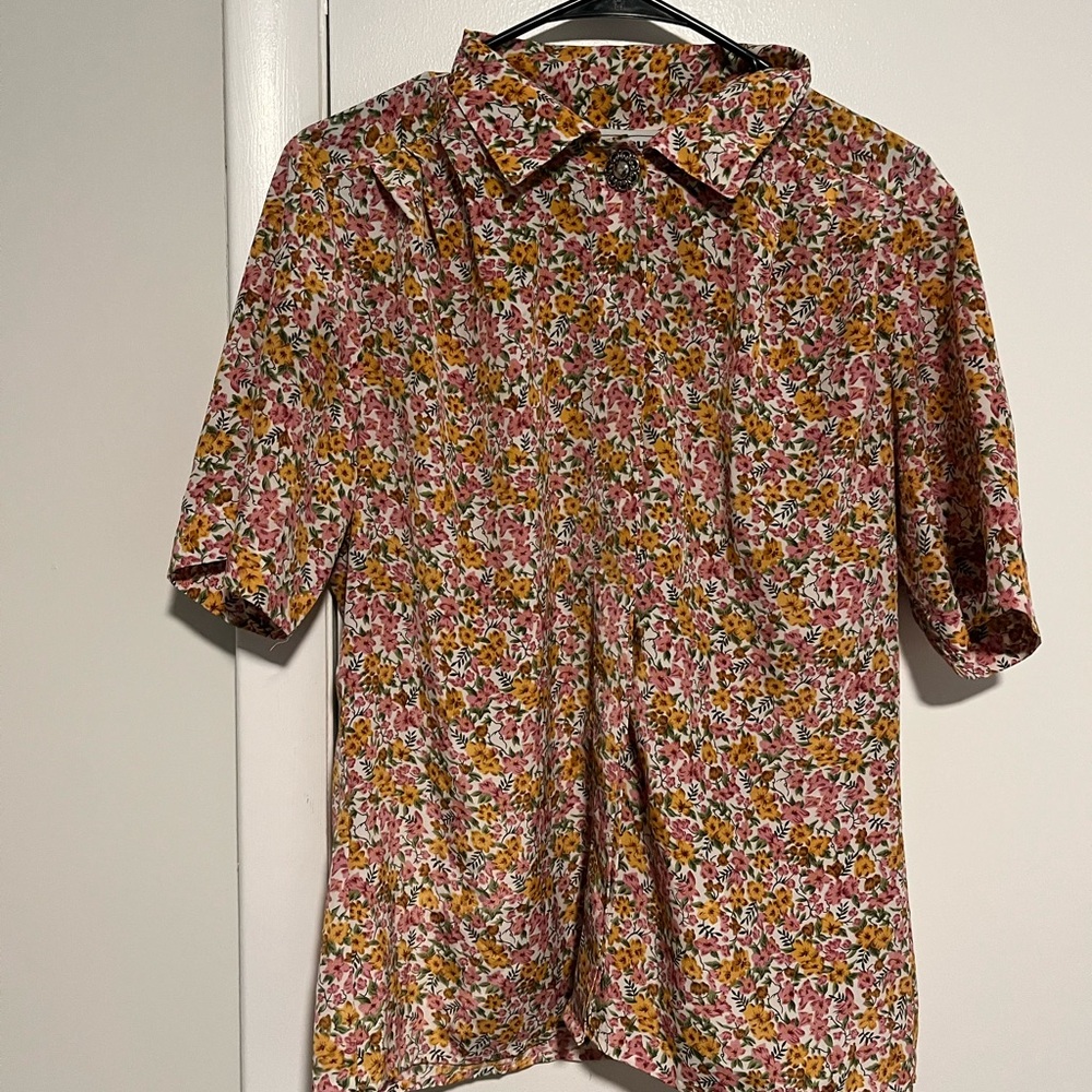 Notches Floral Multicolor Button-Up Blouse